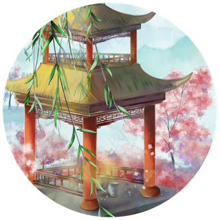 观景亭山水风光