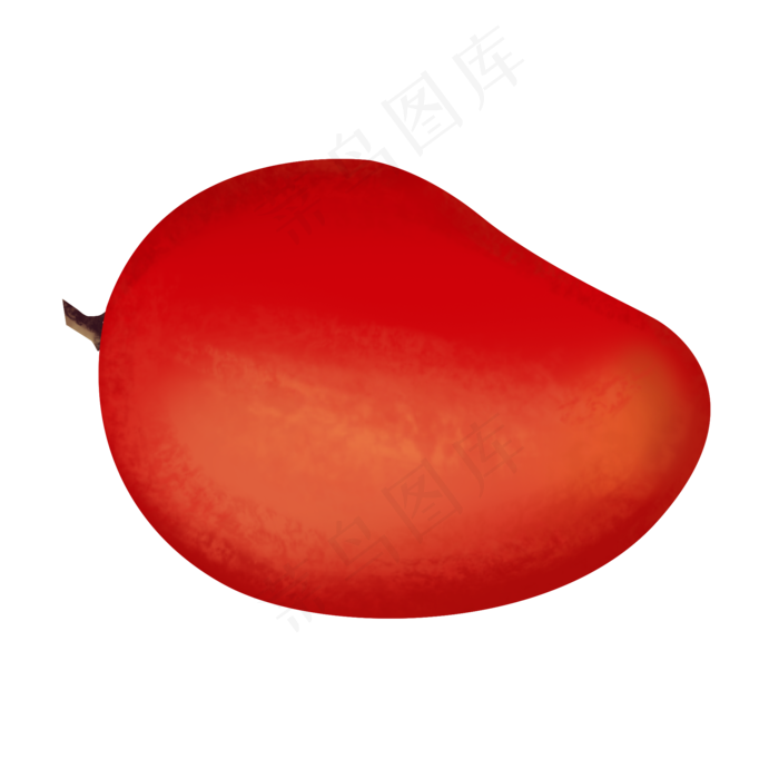 红色写实手绘大芒果psd透明底