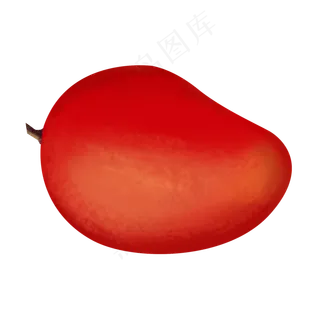 红色写实手绘大芒果psd透明底