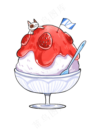 卡通手绘可爱小猫冰激凌