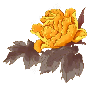 中秋节黄色牡丹花装饰,免抠元素