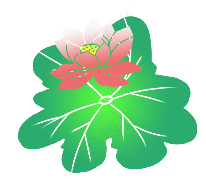绿色荷花卡通植物(2113X2000(DPI:300))psd模版下载