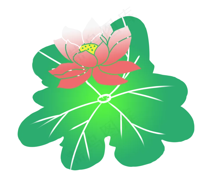 绿色荷花卡通植物(2113X2000(DPI:300))psd模版下载