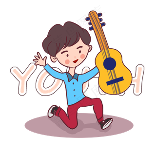 男孩喜欢音乐吉他元素