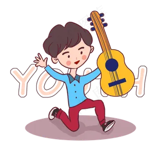 男孩喜欢音乐吉他元素