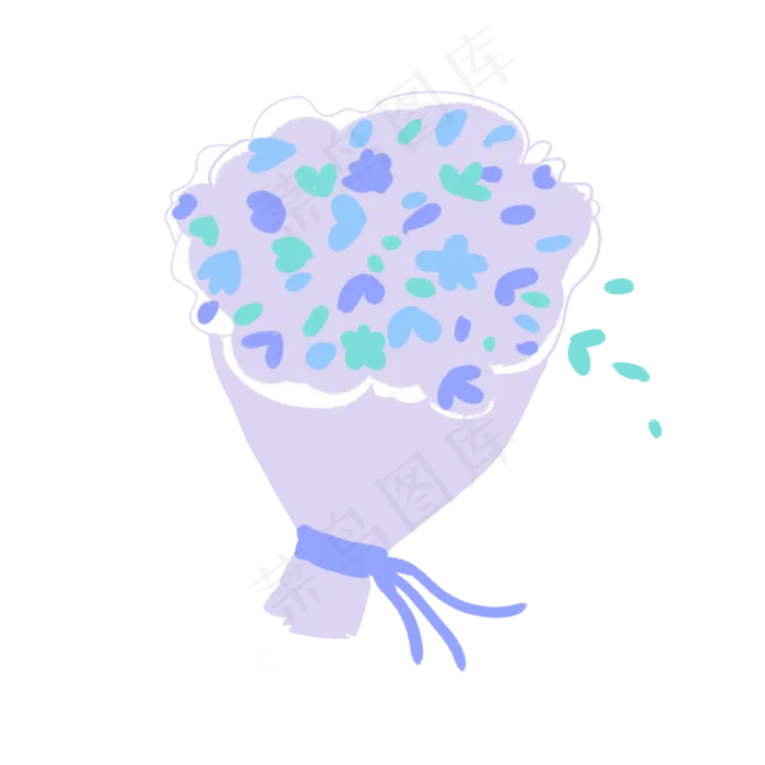 婚礼蓝色捧花手绘(2000X2000(DPI:300))psd模版下载