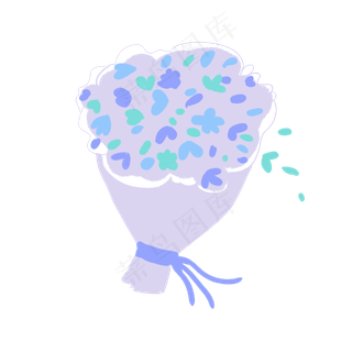 婚礼蓝色捧花手绘