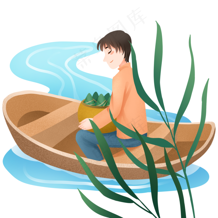 端午节划船男孩