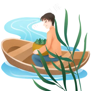 端午节划船男孩