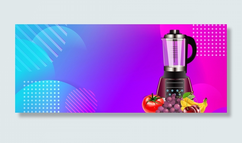 双11水果榨汁机促销季几何紫banner
