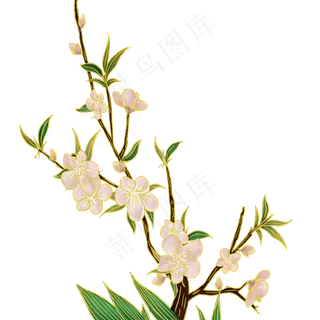 绿金中国风花朵植物