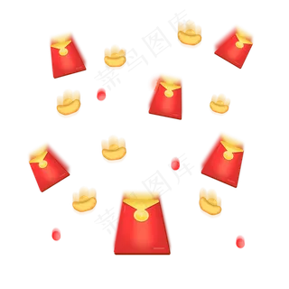 新年节日红包钱币金币金元宝理财,免抠元素