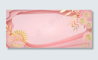 C4D立体粉嫩温馨剪纸花立体花朵女性浪漫