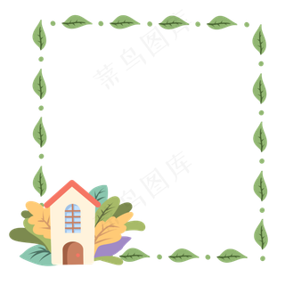 绿色的叶子房子边框