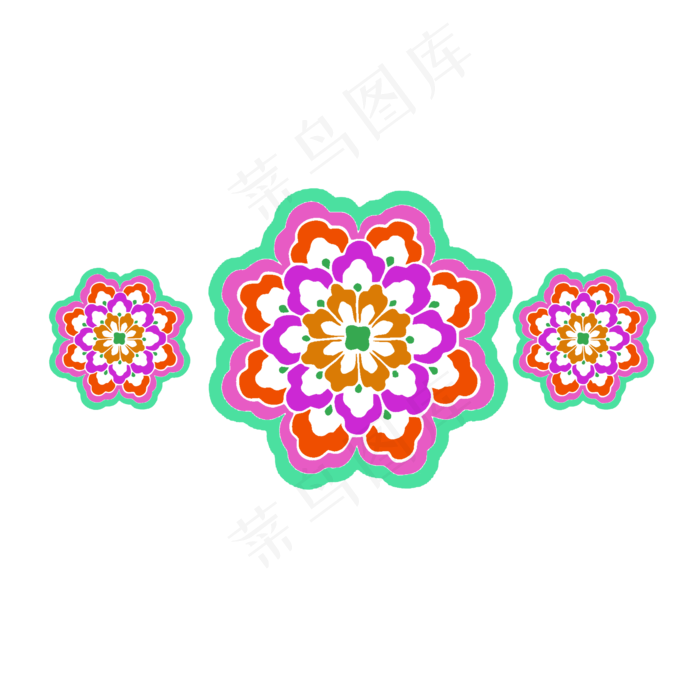 手绘多彩颜色花朵