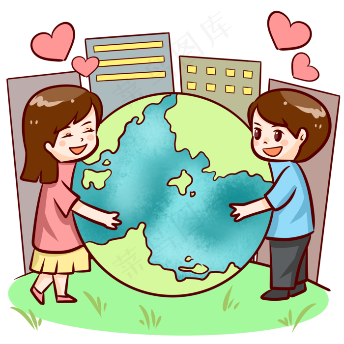 世界地球日情侣守护地球