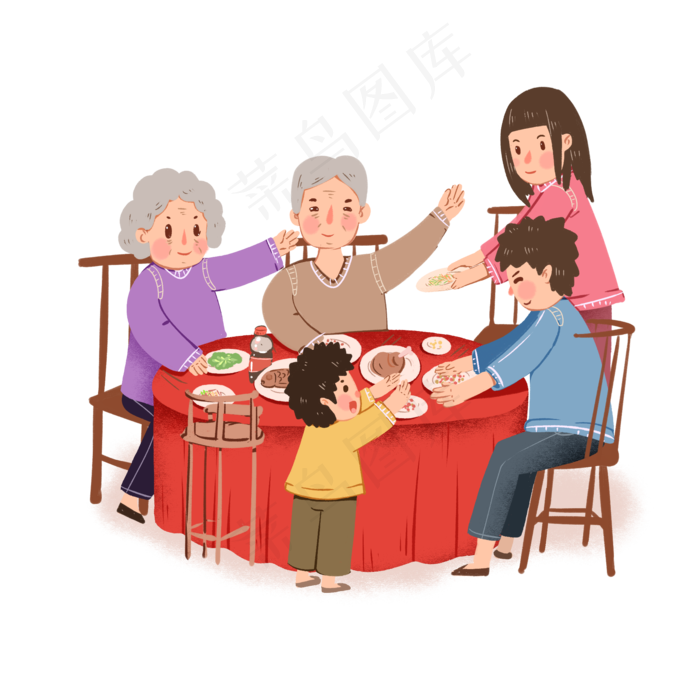 2020鼠年春节团圆饭全家福年夜饭,免抠元素