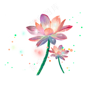 梦幻荷塘主题光斑中的荷花,免抠元素