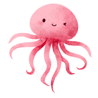 水彩风海洋生物可爱水母