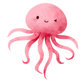 水彩风海洋生物可爱水母