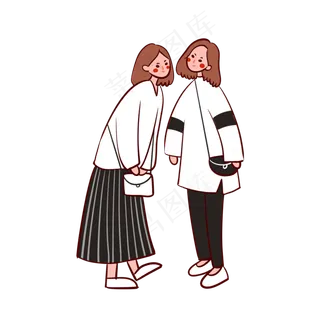 手绘卡通矢量简约3.8女生节穿白色,免抠元素