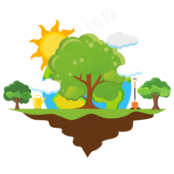 2019年植树节地球树木矢量图,免抠元素