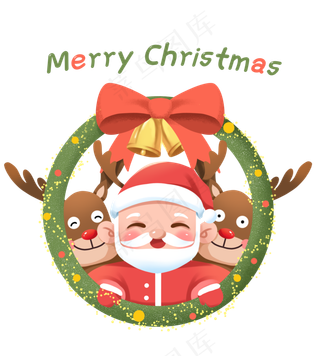 圣诞节圣诞老人和麋鹿,免抠元素