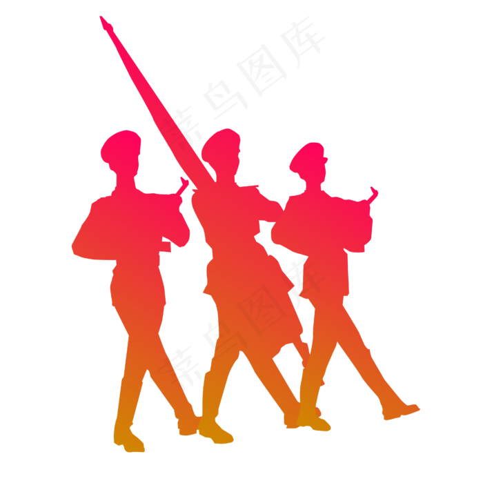 渐变矢量军人剪影,免抠元素