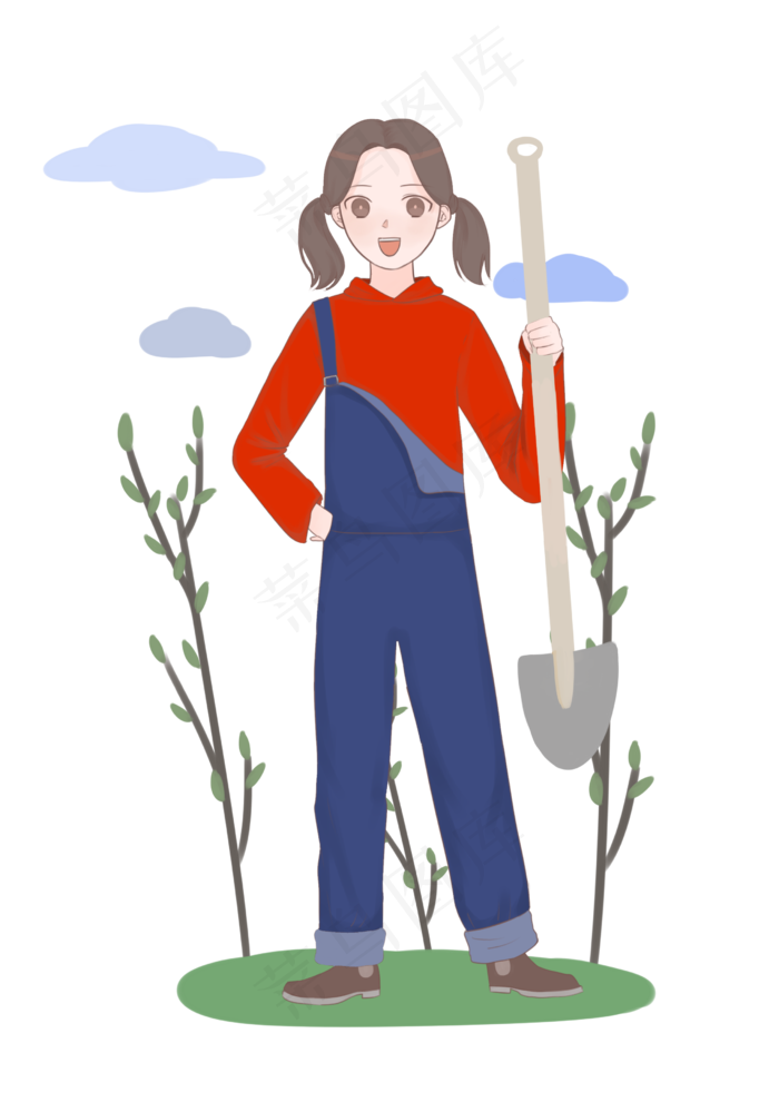 植树节拿铲子的小女孩