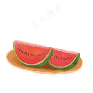 放在盘子里的两块西瓜