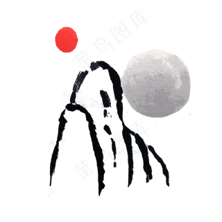 水墨简约山水墨迹线条国画PNG