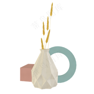 c4d立体花瓶几何家居装饰免费