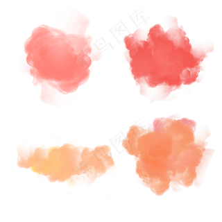 网红色少女豆沙红云雾云朵,免抠元素