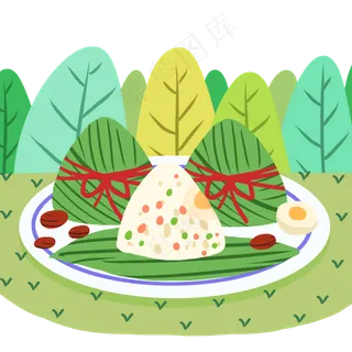 端午节绿色扁平风元素粽子