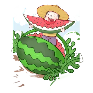 彩色创意西瓜食物元素