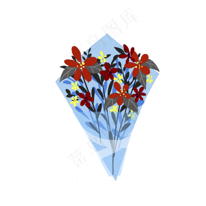 手绘水彩花束素材(2000X2000(DPI:300))psd模版下载