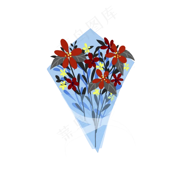 手绘水彩花束素材(2000X2000(DPI:300))psd模版下载