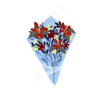 手绘水彩花束素材