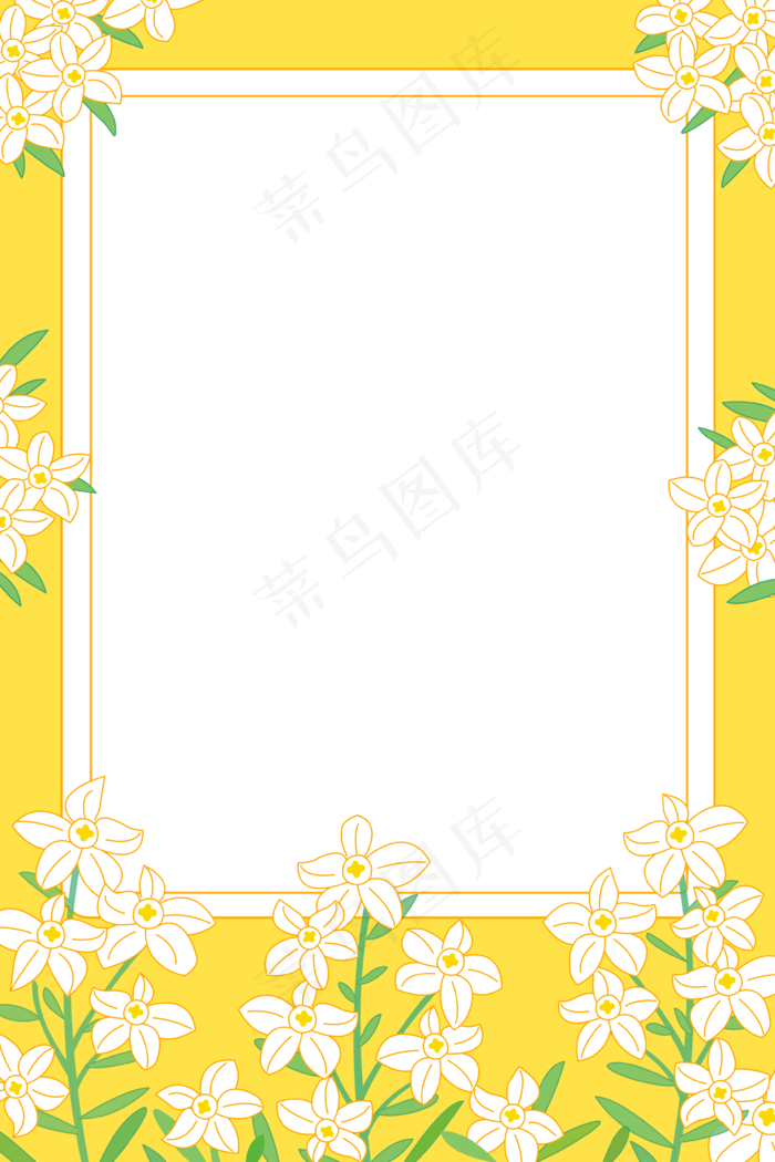 黄色白花装饰边框(5072X7120(DPI:300))psd模版下载