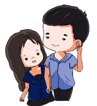 手绘情人节恩爱情侣