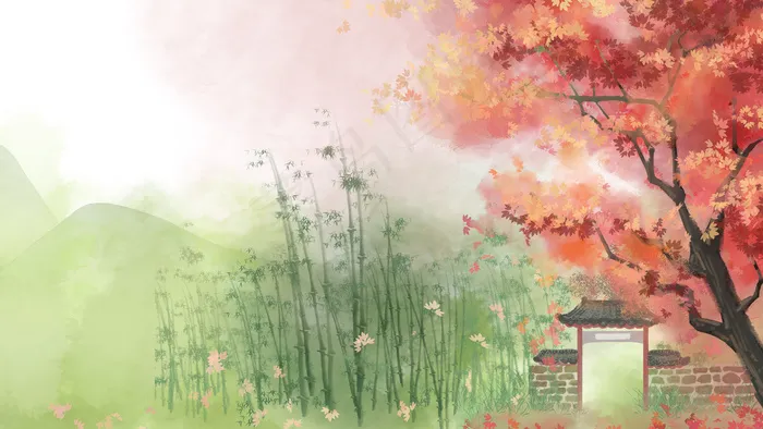 立秋节气古风场景(2880*1620px 300 dpi )psd模版下载