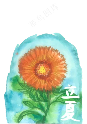 立夏二十四节气向日葵金色PNG花鸟,免抠元素