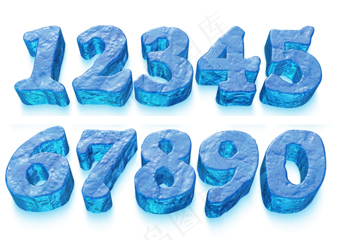 冰块效果卡通3d数字(3508X2480(DPI:300))psd模版下载
