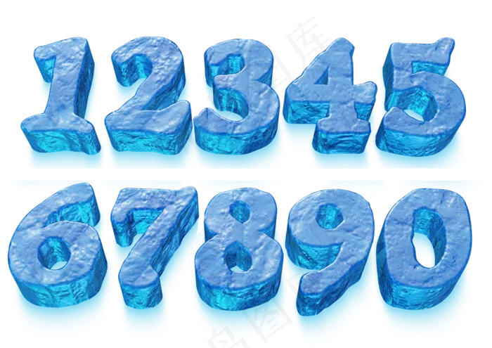 冰块效果卡通3d数字(3508X2480(DPI:300))psd模版下载