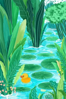 绿色蓝色夏天立夏夏季配图