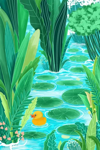 绿色蓝色夏天立夏夏季配图