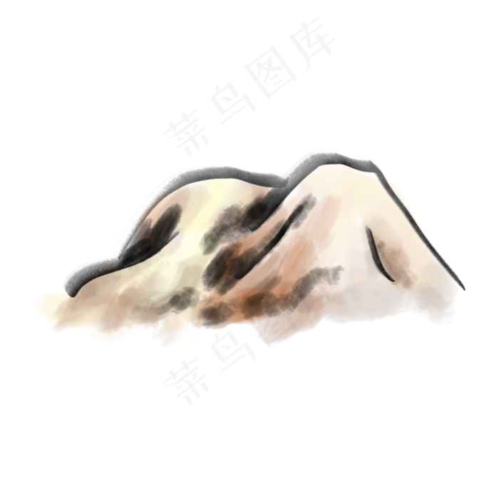 水墨风格中国风传统彩墨山石(3000X3000(DPI:300))psd模版下载