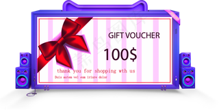 购物礼券紫色唯美优惠券元素