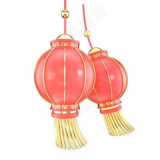 红色节日中国风喜庆灯笼,免抠元素