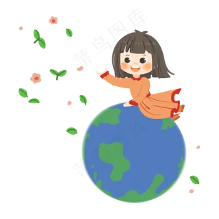 世界地球日女生与地球